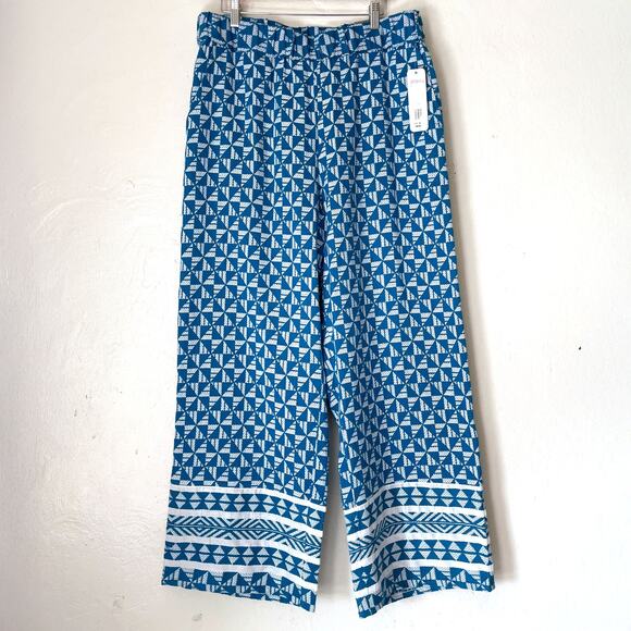 SOFT SURROUNDINGS NWT Narah Palazzo Knit Wide Leg Pants in Blue White Size L - Picture 2 of 12
